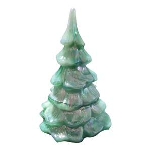 Fenton Glass CHRISTMAS TREE Variegated Green Milk Slag 4.25 Figure Holiday Decor
